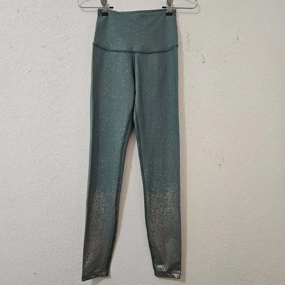 Beyond Yoga x barre3 Lux High-Waisted Metallic Ombre Leggings - Sage Made In USA